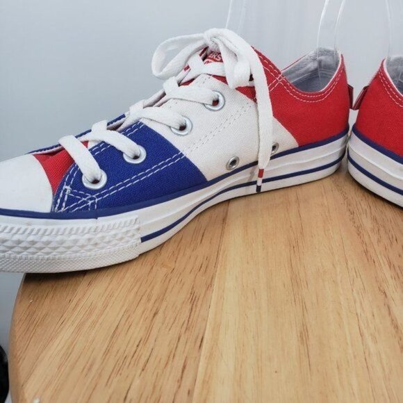 CONVERSE All Star Ox Sneakers Fly Your Colors America RWB Wide Stripe M4 W6 NWT - Picture 7 of 12